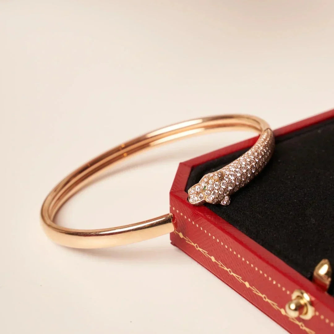 [⭐moonlume]PANTHERE HALF DIAMOND OPEN BRACELET