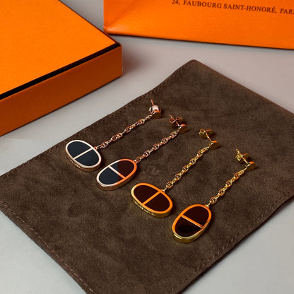 [⭐moonlume]CHAINE VERSO BLACK CERAMIC EARRINGS