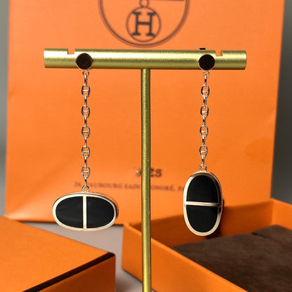 [⭐moonlume]CHAINE VERSO BLACK CERAMIC EARRINGS