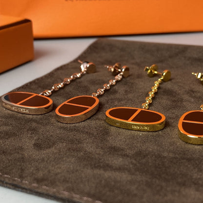 [⭐moonlume]CHAINE VERSO BLACK CERAMIC EARRINGS