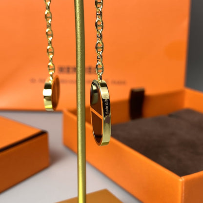 [⭐moonlume]CHAINE VERSO BLACK CERAMIC EARRINGS