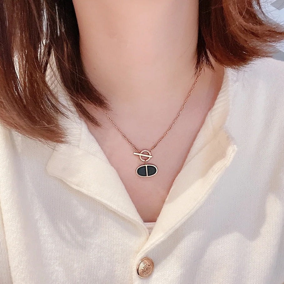 [⭐moonlume]CHAINE VERSO BLACK CERAMIC NECKLACE