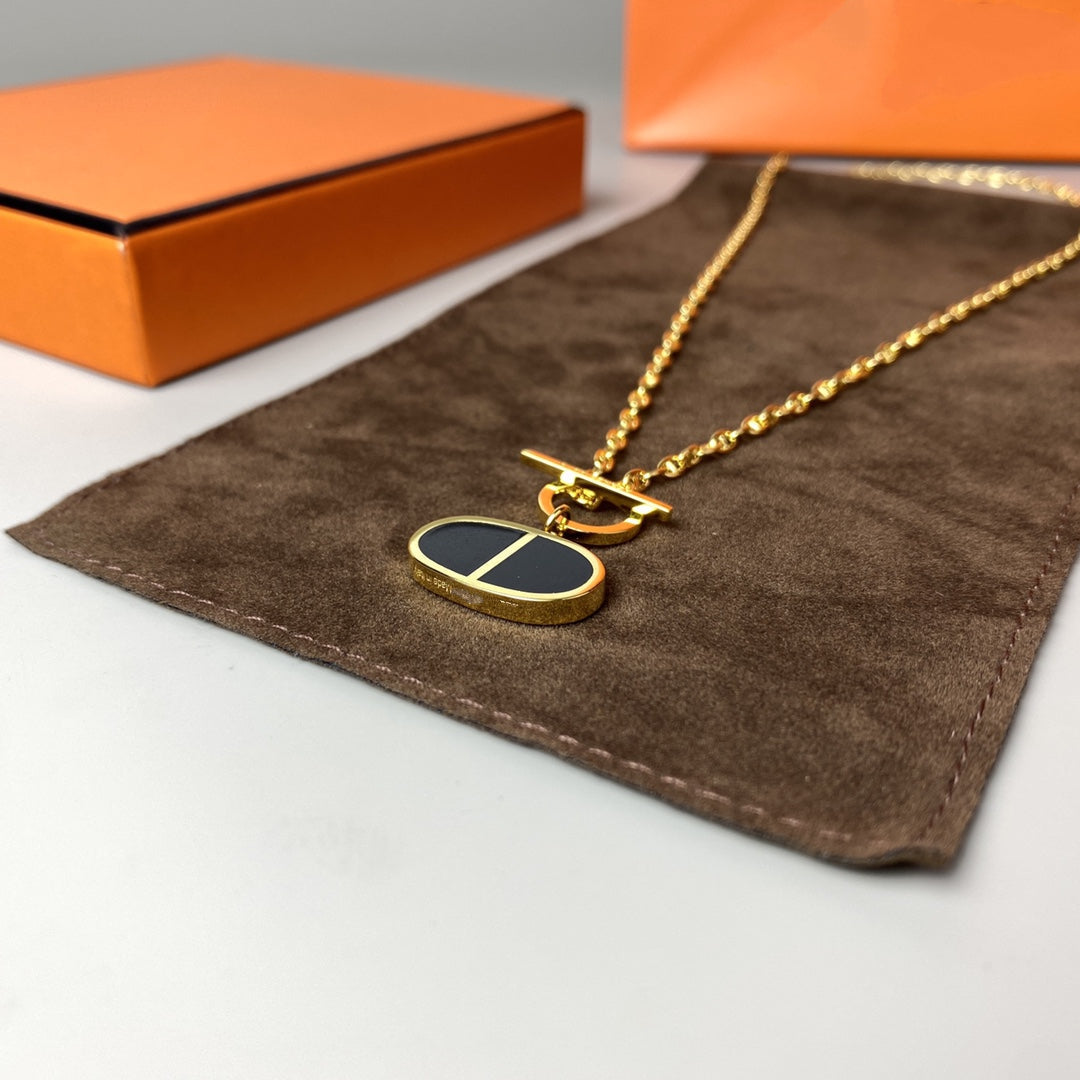 [⭐moonlume]CHAINE VERSO BLACK CERAMIC NECKLACE