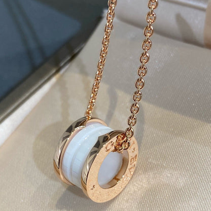 [⭐moonlume]ZERO 1 WHITE CERAMIC PINK GOLD NECKLACE