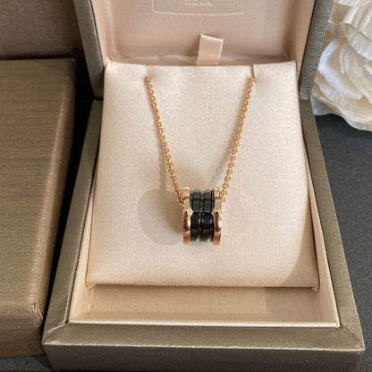 [⭐moonlume]ZERO 1 BLACK CERAMIC PINK GOLD NECKLACE
