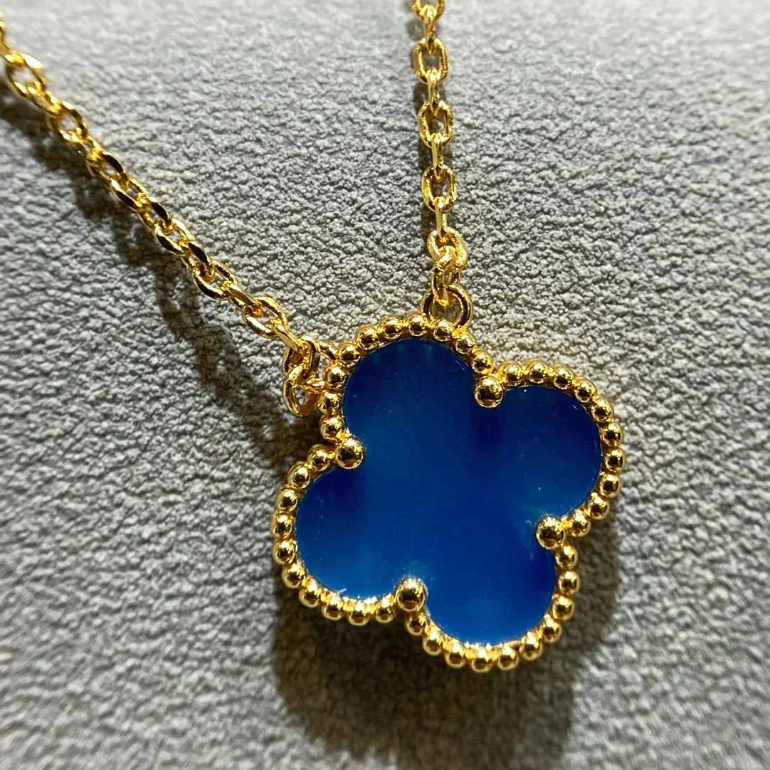 [⭐moonlume]CLOVER 15MM BLUE AGATE NECKLACE