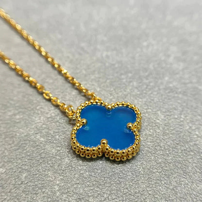 [⭐moonlume]CLOVER 15MM BLUE AGATE NECKLACE