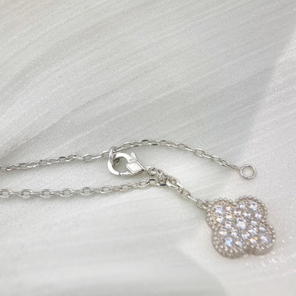 [⭐moonlume]CLOVER 5 MOTIFS SILVER DIAMONDS NECKLACE