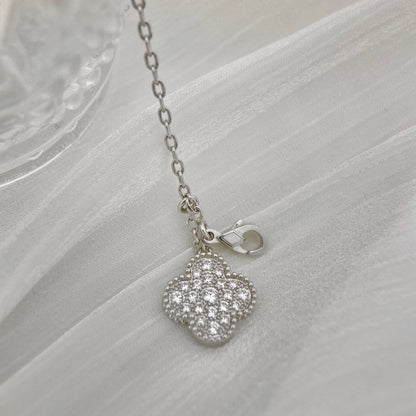 [⭐moonlume]CLOVER 5 MOTIFS SILVER DIAMONDS NECKLACE