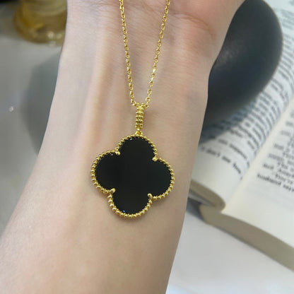 [⭐moonlume]CLOVER 25MM NECKLACE GOLD ONYX