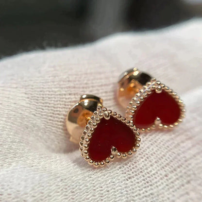 [⭐moonlume]HEART CARNELIAN STUD EARRINGS