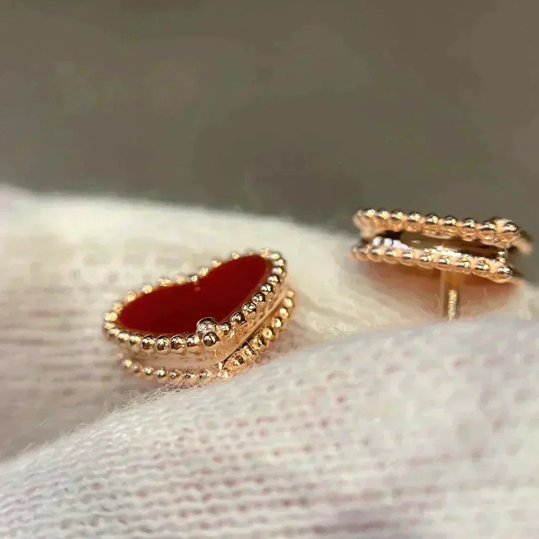 [⭐moonlume]HEART CARNELIAN STUD EARRINGS