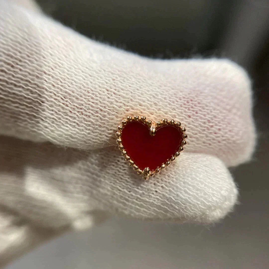 [⭐moonlume]HEART CARNELIAN STUD EARRINGS