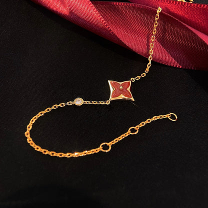 [⭐moonlume]COLOR STAR CARNELIAN PINK GOLD DIAMOND BRACELET