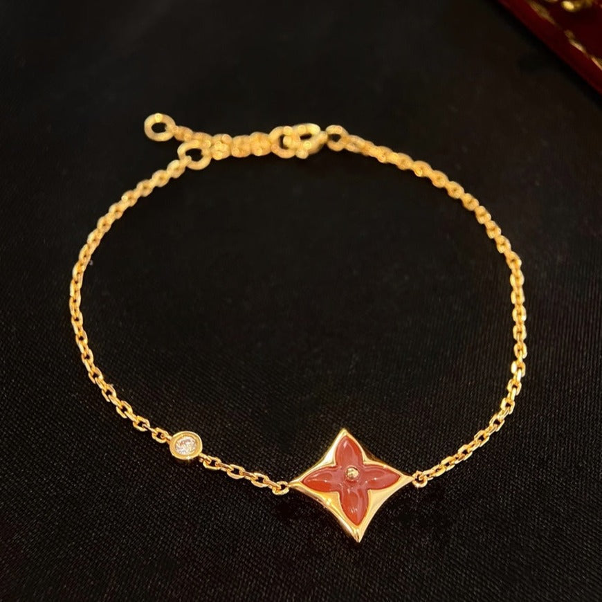 [⭐moonlume]COLOR STAR CARNELIAN PINK GOLD DIAMOND BRACELET