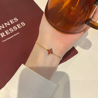 [⭐moonlume]COLOR STAR CARNELIAN PINK GOLD DIAMOND BRACELET