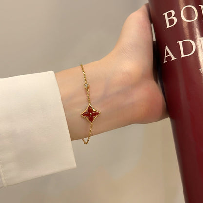 [⭐moonlume]COLOR STAR CARNELIAN PINK GOLD DIAMOND BRACELET