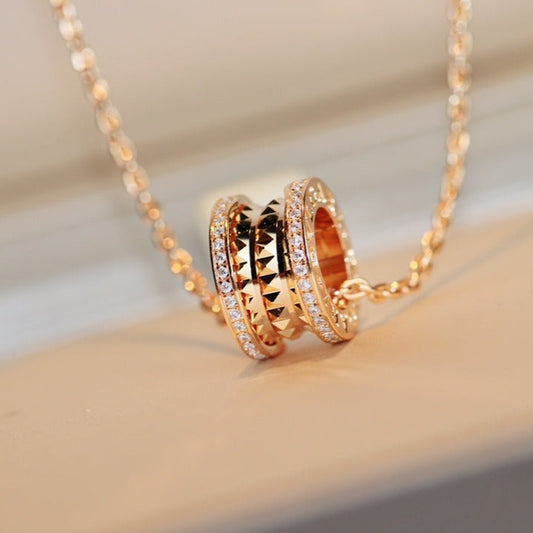 [⭐moonlume]ZERO 1 ROCK PEDANT PINK GOLD NECKLACE
