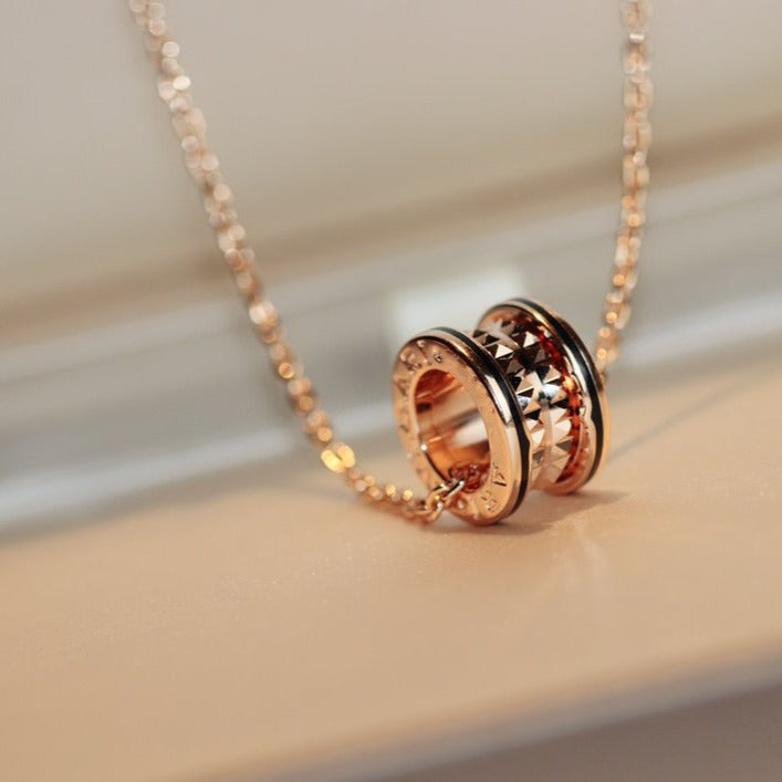[⭐moonlume]ZERO 1 ROCK PEDANT PINK GOLD BLACK NECKLACE