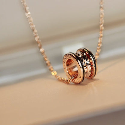 [⭐moonlume]ZERO 1 ROCK PEDANT PINK GOLD BLACK NECKLACE