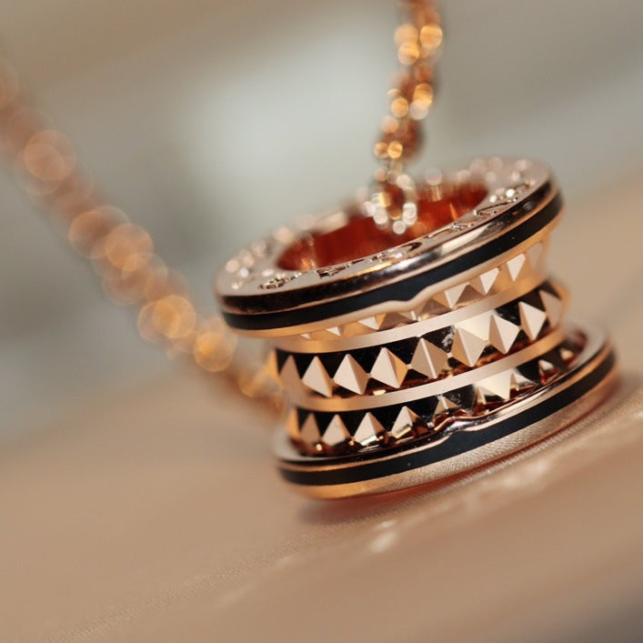 [⭐moonlume]ZERO 1 ROCK PEDANT PINK GOLD BLACK NECKLACE