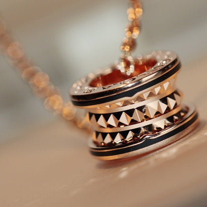 [⭐moonlume]ZERO 1 ROCK PEDANT PINK GOLD BLACK NECKLACE