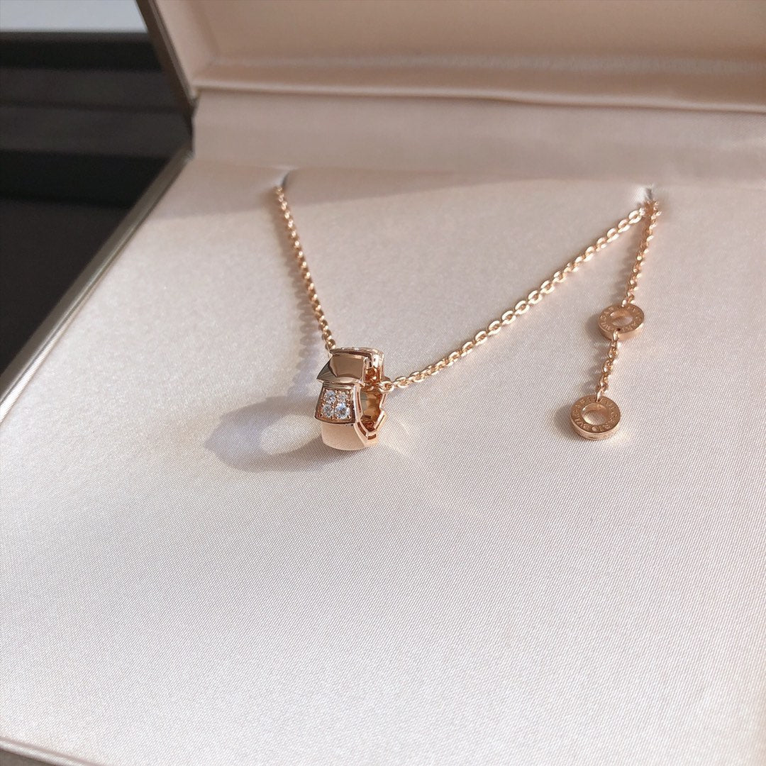 [⭐moonlume]SERPENTI PEDANT DIAMOND PINK GOLD NECKLACE