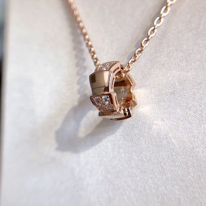 [⭐moonlume]SERPENTI PEDANT DIAMOND PINK GOLD NECKLACE