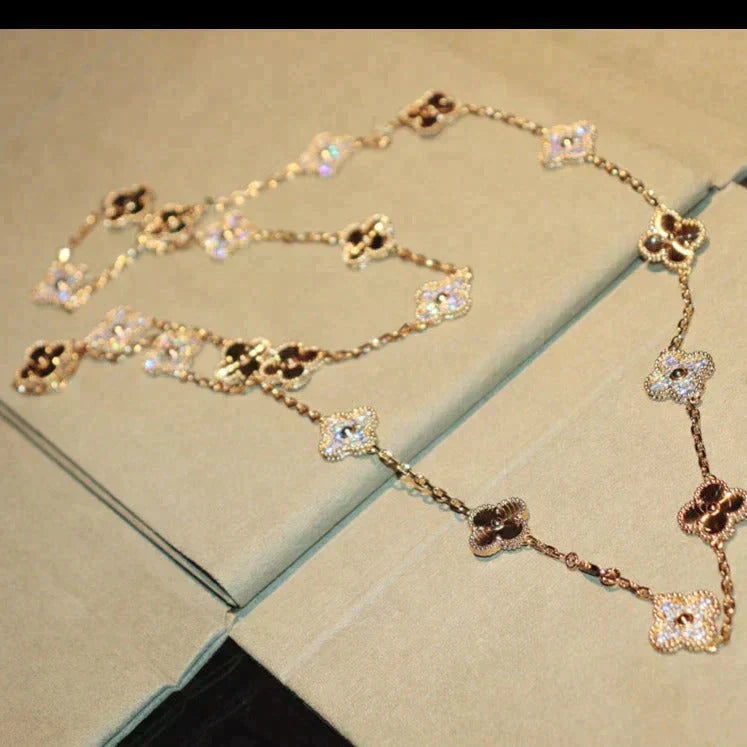 [⭐moonlume]CLOVER 20 MOTIFS LASER DIAMOND NECKLACE