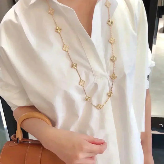 [⭐moonlume]CLOVER 20 MOTIFS LASER DIAMOND NECKLACE