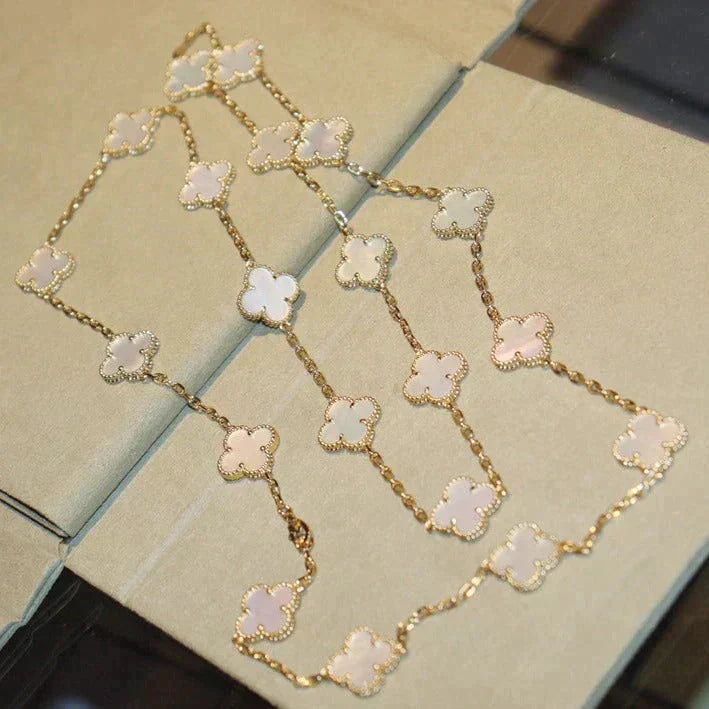 [⭐moonlume]CLOVER 20 MOTIFS WHITE MOP NECKLACE