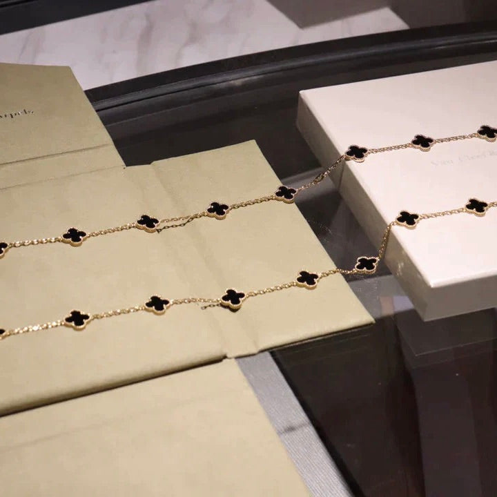 [⭐moonlume]CLOVER 20 MOTIFS ONYX NECKLACE