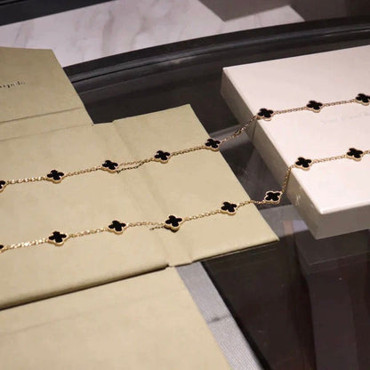 [⭐moonlume]CLOVER 20 MOTIFS ONYX NECKLACE