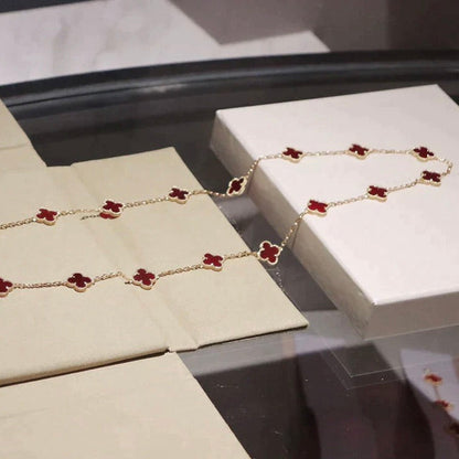 [⭐moonlume]CLOVER 20 MOTIFS CARNELIAN NECKLACE