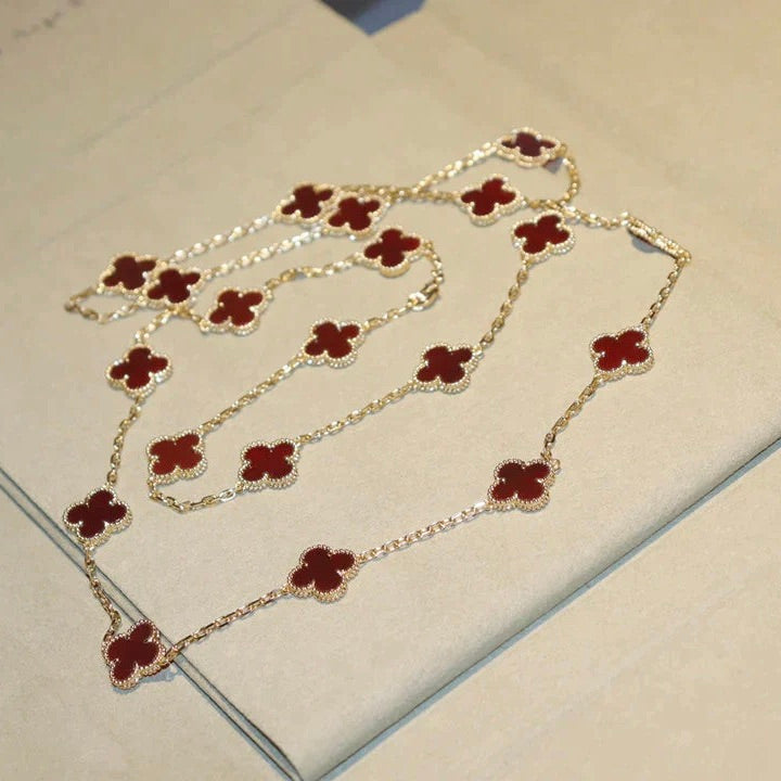 [⭐moonlume]CLOVER 20 MOTIFS CARNELIAN NECKLACE