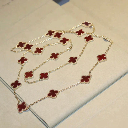 [⭐moonlume]CLOVER 20 MOTIFS CARNELIAN NECKLACE