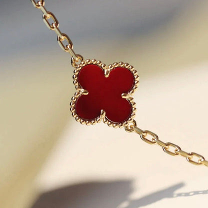 [⭐moonlume]CLOVER 20 MOTIFS CARNELIAN NECKLACE