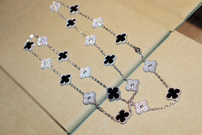 [⭐moonlume]CLOVER 20 MOTIFS ONYX DIAMOND SILVER