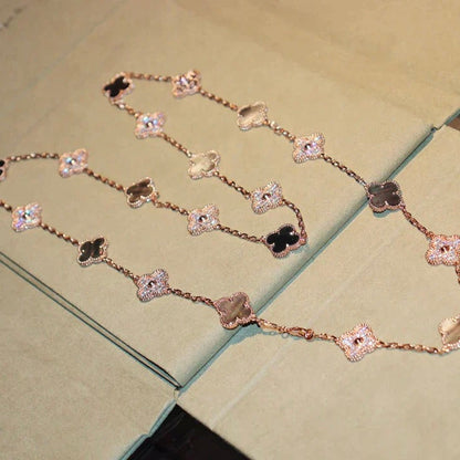 [⭐moonlume]CLOVER 20 MOTIFS DARK MOP DIAMOND  NECKLACE