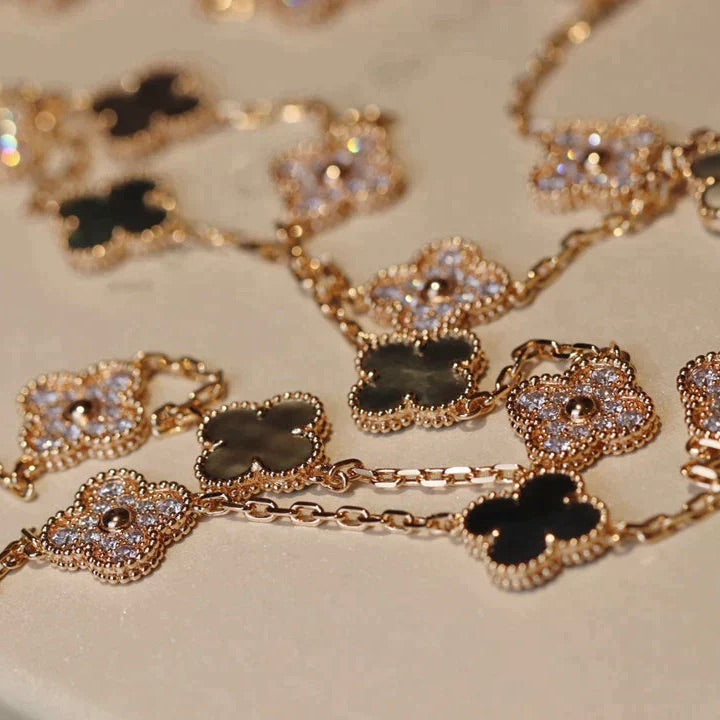 [⭐moonlume]CLOVER 20 MOTIFS DARK MOP DIAMOND  NECKLACE