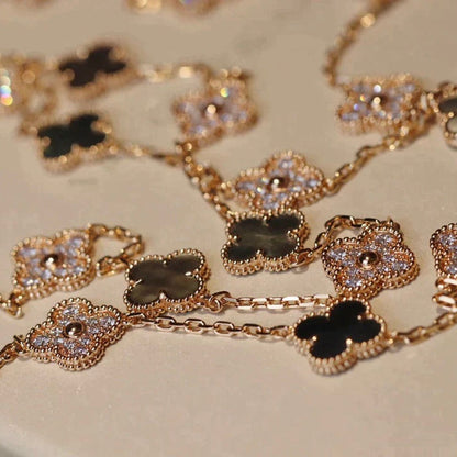 [⭐moonlume]CLOVER 20 MOTIFS DARK MOP DIAMOND  NECKLACE