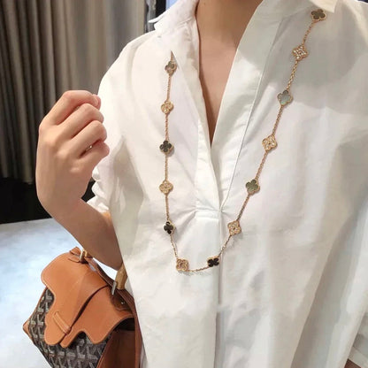 [⭐moonlume]CLOVER 20 MOTIFS DARK MOP DIAMOND  NECKLACE