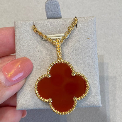 [⭐moonlume]CLOVER 25MM NECKLACE GOLD CARNELIAN