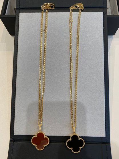 [⭐moonlume]CLOVER 25MM NECKLACE GOLD CARNELIAN