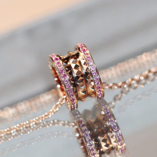 [⭐moonlume]ZERO 1 ROCK PINK GOLD PINK DIAMOND NECKLACE