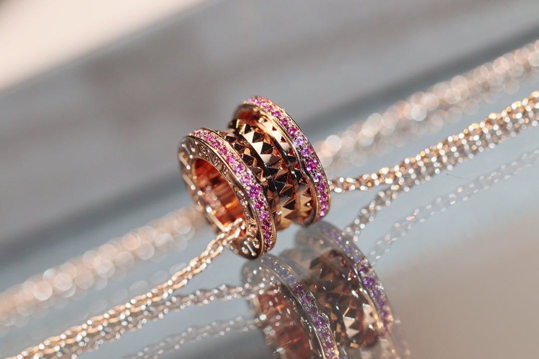 [⭐moonlume]ZERO 1 ROCK PINK GOLD PINK DIAMOND NECKLACE