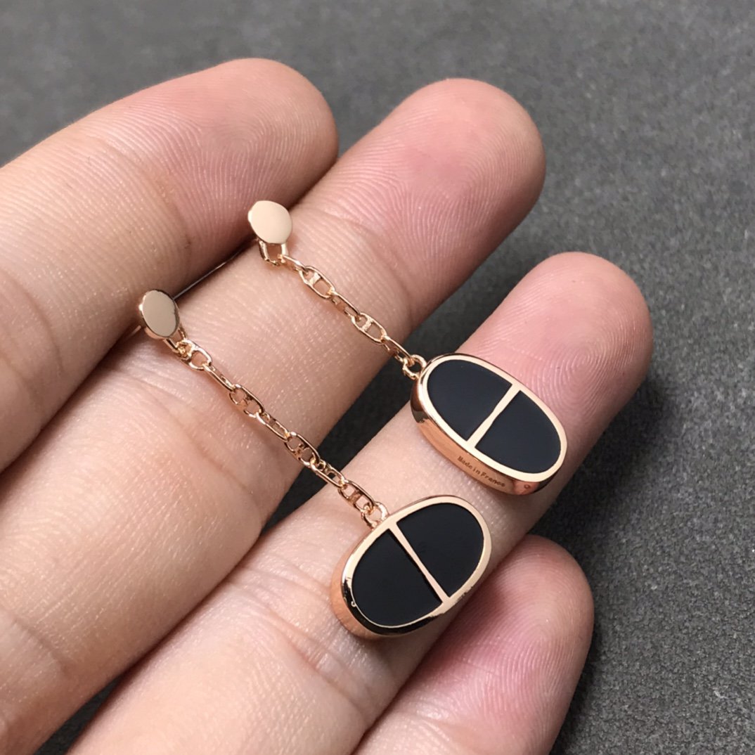 [⭐moonlume]CHAINE VERSO BLACK CERAMIC SILVER EARRINGS