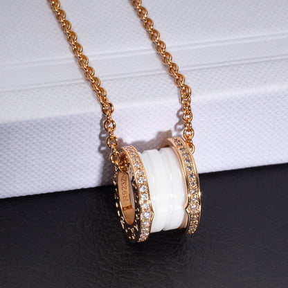 [⭐moonlume]ZERO 1 WHITE CERAMIC PINK GOLD DIAMOND NECKLACE