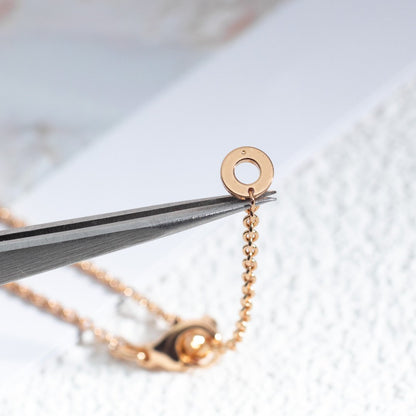 [⭐moonlume]ZERO 1 WHITE CERAMIC PINK GOLD DIAMOND NECKLACE