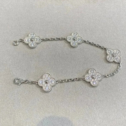 [⭐moonlume] CLOVER 5 MOTIF FULL DIAMOND BRACELET COLLECTION